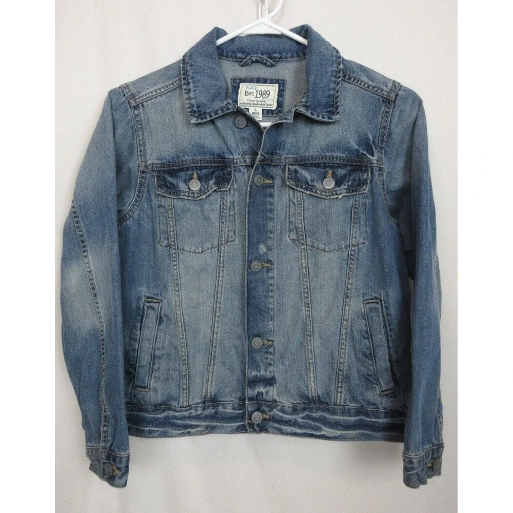 THE CHILDREN'S PLACE Jean Jacket  Large 10-12 Girls  DISTRESSED‎